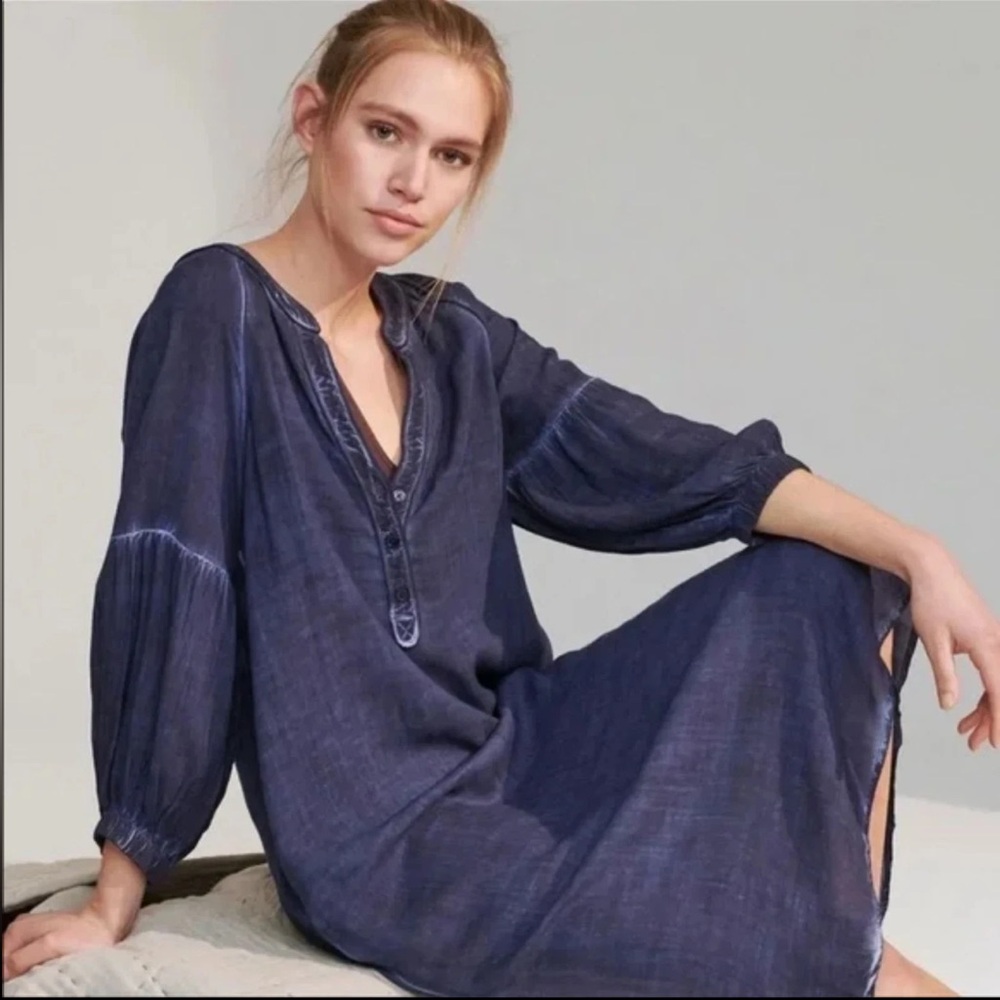Anthropologie Deep Blue Textured Dress